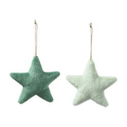 Sachet de 4 étoiles en tissu à suspendre - Garland - Grossiste en décoration de noel pour professionnels