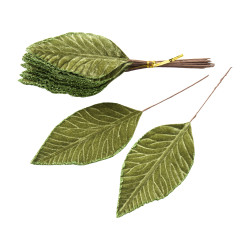 Paquet de 28 feuilles à bord pailleté vert - Tinsel - Grossiste en décoration de noel pour professionnels