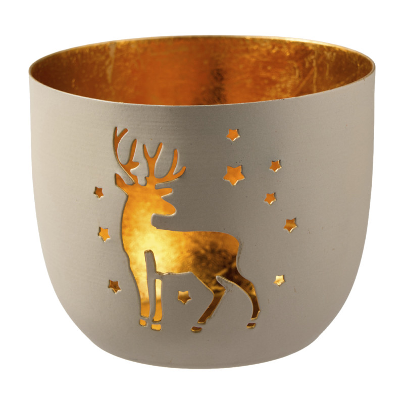 Photophore en métal renne 3 couleurs - Vixen - Grossiste en décoration de noel pour professionnels