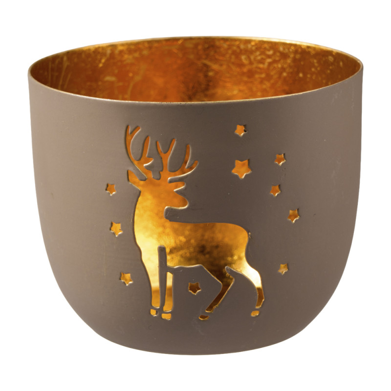 Photophore en métal renne 3 couleurs - Vixen - Grossiste en décoration de noel pour professionnels