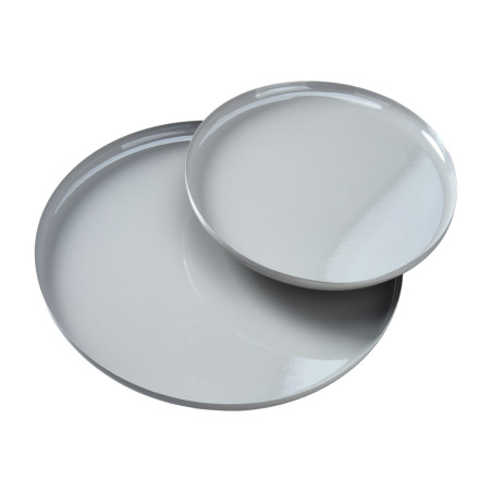 Paquet de 2 plateaux métal taupe - Jolly - Grossiste en décoration de noel pour professionnels
