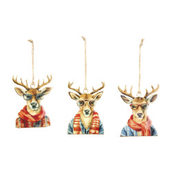 Sachet de 3 rennes en métal à suspendre - Believe - Grossiste en décoration de noel pour professionnels