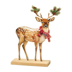 Renne en métal sur support bois 2 tailles - Miracle - Grossiste en décoration de noel pour professionnels