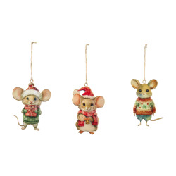 Sachet de 3 souris à suspendre - Starshine - Grossiste en décoration de noel pour professionnels