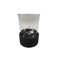 Vase en verre base bois noir 2 tailles - Angelic