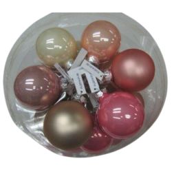 Boite de 49 boules en verre mix rose - Icicle