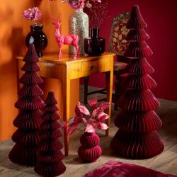 Sapin en papier bordeaux 3 tailles - Merry