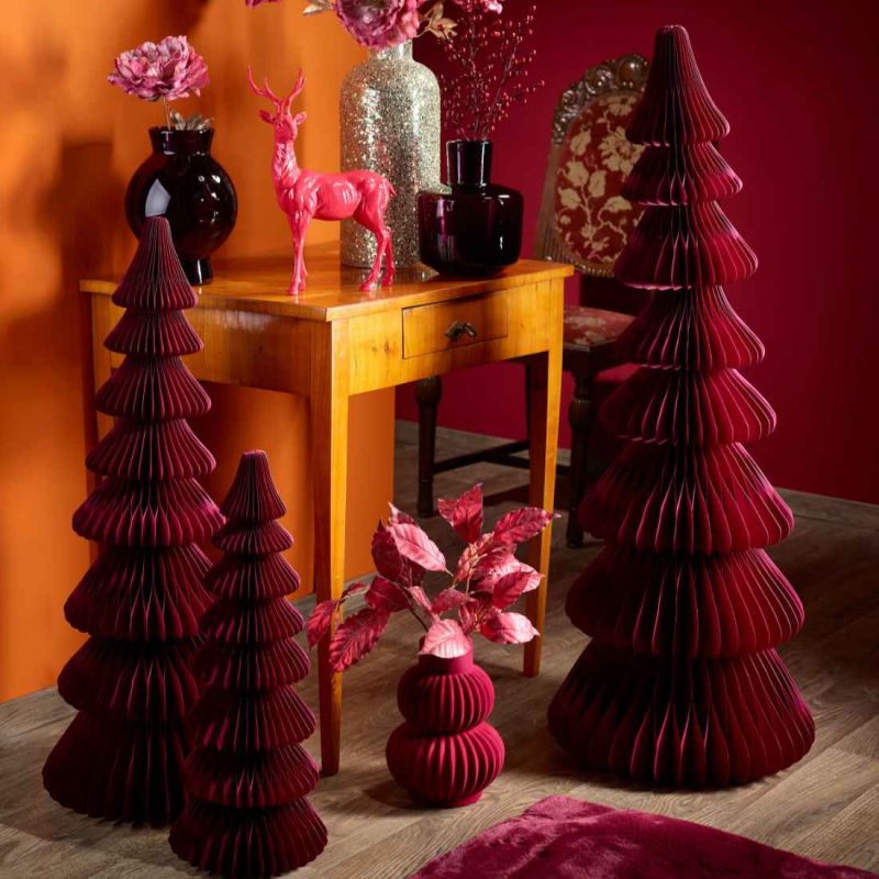 Sapin en papier bordeaux 3 tailles - Merry