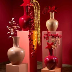 Vase en métal col etroit bordeaux - Luna
