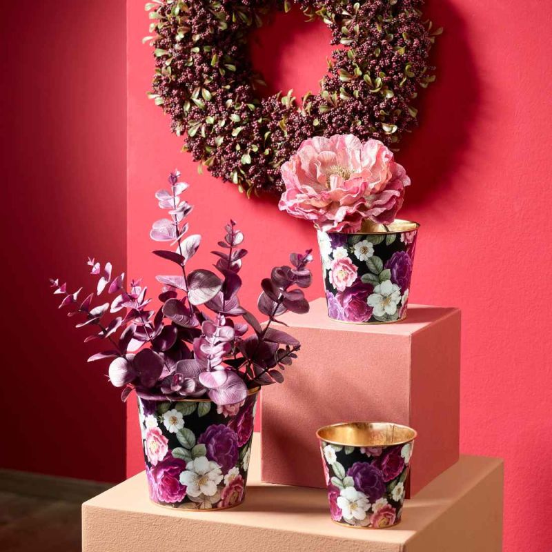 Cache-pot en zinc floral 3 tailles - Alpine