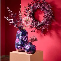 Vase haut en métal motif floral 2 tailles - Violetta