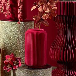 Vase haut avec rainures bordeaux - Eblouy