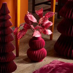 Vase bulbe avec rainures bordeaux - Eblouy