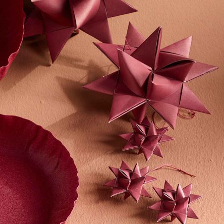 Boite de 2 étoiles en papier 16cm bordeaux - Spruce
