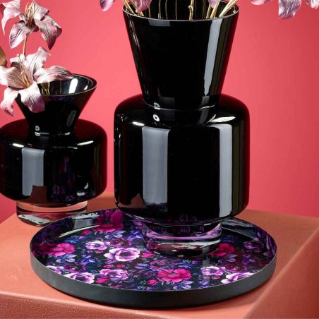 Plateau en métal motif fleurs - Joyful
