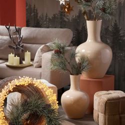 Vase en métal col etroit crème - Luna
