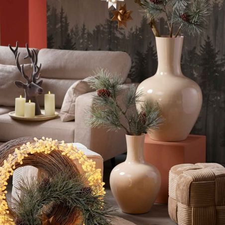 Vase en métal col etroit crème - Luna