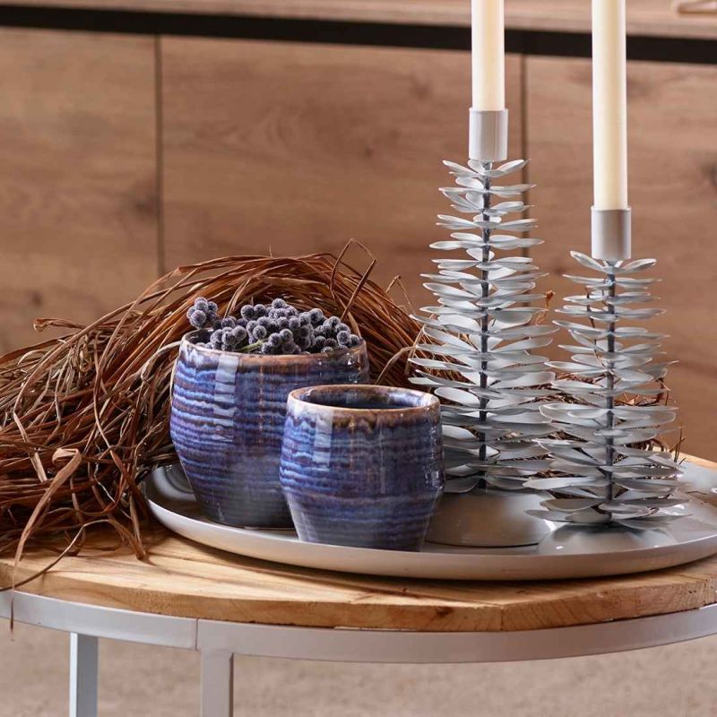 Cache-pot en céramique bleu 2 tailles - Bellina