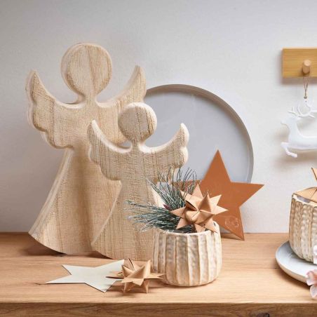 Ange debout en bois - Snowy