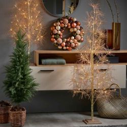 Sapin en métal champagne avec led 2 tailles - Aube