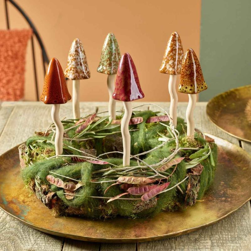 Paquet de 6 champignons pointus en céramique