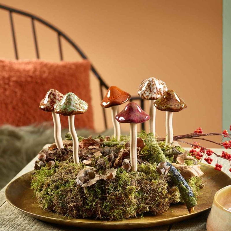 Paquet de 6 champignons plats en céramique