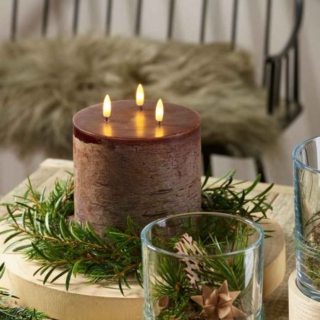 Bougie led 3 mèches marron - Tempo
