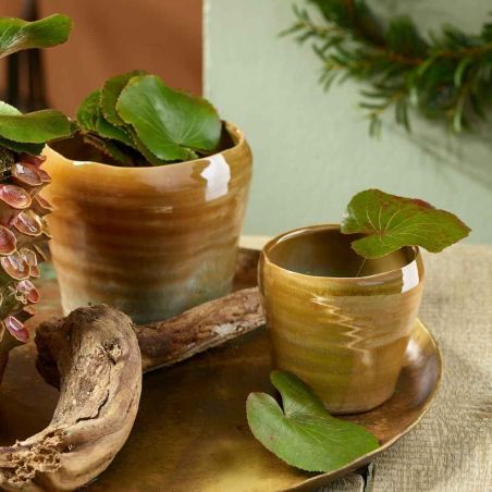 Cache-pot rond en céramique 2 tailles - Fireside