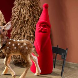 Pere noel debout floqué 2 couleurs - Prancer