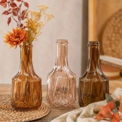 Ensemble de 3 soliflores en verre - Moka