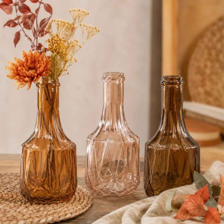Ensemble de 3 soliflores en verre - Moka