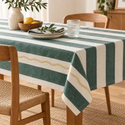 Nappe à ligne verte 240X140cm - Lina