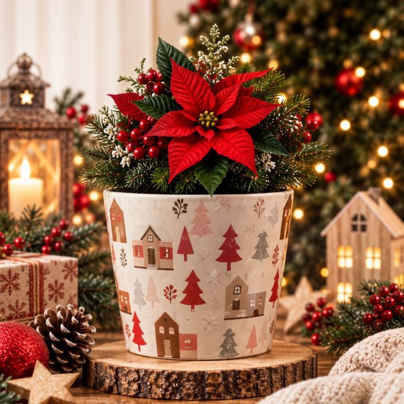 Cache-pot sapin D. 14 x H. 13cm - Dallas