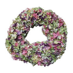Couronne d'hortensia gris rose violet - Grossiste déco de Noël