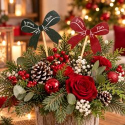 Sachet de 10 pics de noël en bois - Nœuds