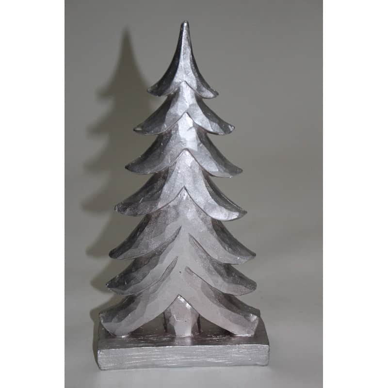 Sapin de Noël en bois argenté avec résine irisée L. 11,9 x l. 4,8 x H. 23,1 cm Sapin de Noël en bois argenté avec résine irisée L. 11,9 x l. 4,8 x H. 23,1 cm