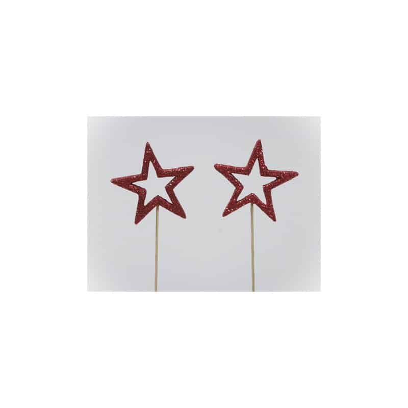 Étoile ajourée paillettes sur pic multicoloris L. 6 x l. 6 x H. 6 mm