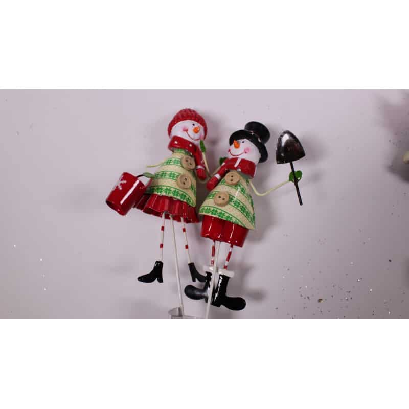 Pics Noël couple bonhommes de neige L. 7.5 x l. 3 x H. 11.8 cm Pics Noël couple bonhommes de neige L. 7.5 x l. 3 x H. 11.8 cm