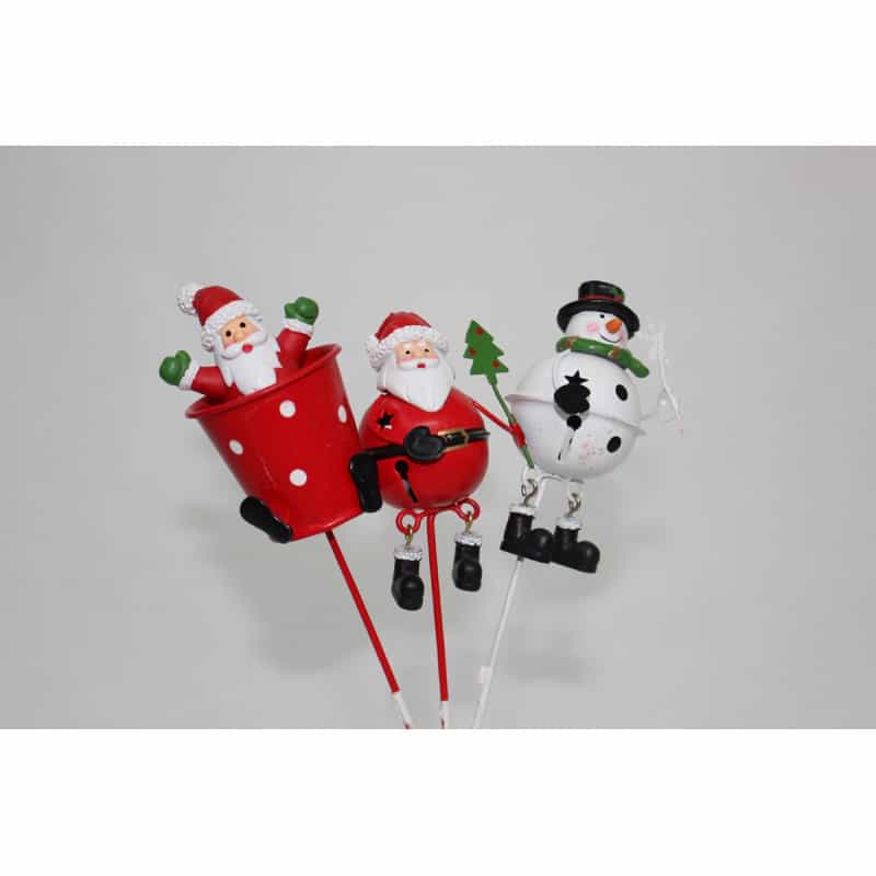 Personnages Noël métal sur pics d'agrément décoratifs H. 23 cm Personnages Noël métal sur pics d'agrément décoratifs H. 23 cm
