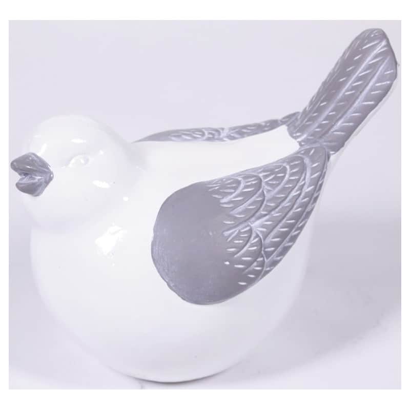 Oiseau dodu céramique bicolore blanc et gris L. 17,2 x l. 9,8 x H. 13 cm Oiseau dodu céramique bicolore blanc et gris L. 17,2 x l. 9,8 x H. 13 cm