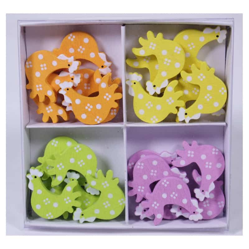 Accessoire bois poule multicoloris L. 3,5 cm Accessoire bois poule multicoloris L. 3,5 cm